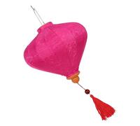 SHINEOFI Vintage 12-inch Pink Vietnamese Diamond Hanging Lantern Outdoor Satin Wedding Lantern Decor Japanese Style Paper for Asian Festival and Garden Lighting