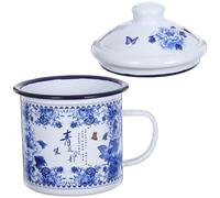 SHINEOFI Vintage Enamel Mug 700ml Retro Tea Cup for Picnic and Party | Smooth Surface, Bright Colour, Hangable Anti Slip Handle, Suitable for Juice Latte Coffee