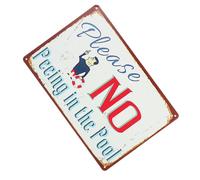 SHINEOFI Vintage Funny Metal Pool Sign 25x30cm, Outdoor Swimming Pool Wall Decor with Summer Slogan, Sturdy Metal Safety Notice for Garden and Patio