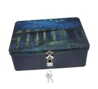 SHINEOFI Vintage Lockable Tinplate Box Small Jewelry Storage Case Compact Cash Safe for Wedding Candy Keepsake Organizer