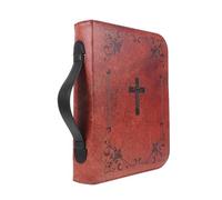 SHINEOFI Vintage Pu Leather Bible Protective Bag with Handle 11 X 8 X 2 Inch Retro Embossed Cross Design Classic Brown Cover Case Convenient Portability Shield Books from Daily Wear