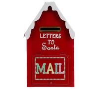 SHINEOFI Vintage Red Metal Santa Mailbox for Letters to Santa Festive Wall-mounted Christmas Post Box for Cards Treats and Holiday Decor Mailbox for Craft and Party Favor Use