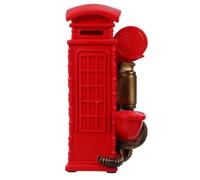 SHINEOFI Vintage Resin Telephone Booth Decoration with Classic Rotary Dial Design, Red Retro Decorative Piece and Photo Prop for Unique Home Decor in Star-rated Hotels or Jewelry Companies