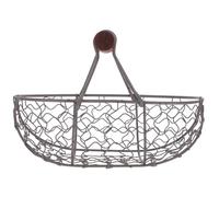 SHINEOFI Vintage Rustic Metal Wire Kitchen Storage Basket, Creative Egg Holder and Fruit Container, Multi-use Grey-black Wire Basket for Pantry and Camping Organization