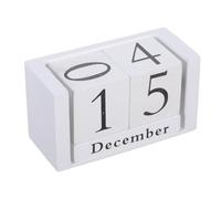 SHINEOFI Vintage Wooden Block Desk Calendar Perpetual Adjustable Month Date Display Stable Wood Construction Compact Retro Desktop Organizer for Home Office Decor