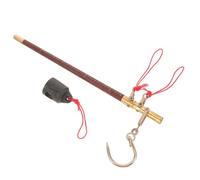 SHINEOFI Vintage Wooden Pole Mechanical Kitchen Scale 5-jin Capacity Handheld Balance Scale with Copper Hook, Weight, and Red Cord for Home and Kitchen Use