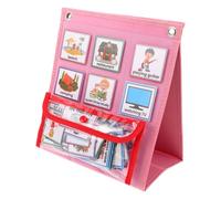 SHINEOFI Visual Schedule Chore Reward Chart Pink Weekly Planner Board with Cards for Bedtime Routine Educational Management Tool for Home School and Classroom Use