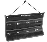 SHINEOFI Wall Calendar without Occupying Desktop Space with Pocket Hanging Weekly Calendar Pouch in Black Non-woven Fabric, Wall-mounted Design to Store Small Items for Home and Office Use