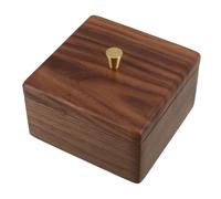 SHINEOFI Walnut Wood Cotton Pads Holder Square Organizer Box with Lid Multipurpose Functionality Easy Access Simple Structure Natural Wood Grain for Bedroom Countertop