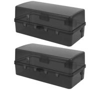 SHINEOFI Waterproof Outdoor Socket Protective Cover and Weatherproof Extension Cord Box for Electrical Outlets, Black 2pcs Set, Outdoor Plug Box for Rainproof Power Supply Protection