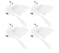 SHINEOFI White Artificial Feathered Dove 4Pcs Large Foam Pigeon with Spread Wings for Christmas Tree and Mall Decoration Purposes