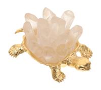 SHINEOFI White Crystal Turtle Figurine 2.4x1.8 Copper Longevity Ornament | Golden Finish, Rounded Form, Stable Display, Light Enhancement, Refined Decorative Accent for Home Shelves