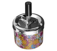 SHINEOFI Windproof Metal Ashtray with Rotating Lid, Automatic Extinguishing Round Ashtray for Smokers Indoor and Outdoor