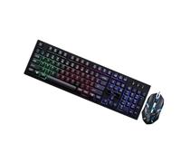 SHINEOFI Wired USB Gaming Keyboard and Mouse Set, 104-Key Black Plastic, Wear-Resistant, Non-Conflict Design, for Home and Cafe Gaming