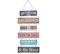 SHINEOFI Wood Bathroom Rules Decor Vintage Wall Hanging Decorative Sign Lightweight Wood Material Nice Looking Easy to See Home Toilet Wall Ornament