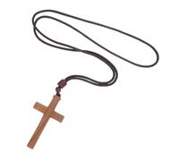 SHINEOFI Wood Eastern Cross Pendant Wood Cross Necklace Crucifix On Cord Religious Rosary Jewelry Handmade Prayer Accessories For Car Mirror Hanging Pendant