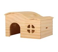 SHINEOFI Wooden Bite-resistant Hamster Hideout House Small No-bottom Wood Cabin for Guinea Pig Habitat and Hamster Cage Decor, 1pcs Small Bamboo Wood Forest Hideaway