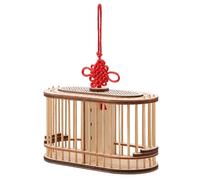 SHINEOFI Wooden Cage Double Lattice Oval Cricket Box Mini Cricket Holder for Wild Breeding and Transport