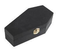 SHINEOFI Wooden Coffin-shaped Pet Ashes Urn Box with Fliptop Lid, Multi-purpose Black Gothic Design for Halloween-themed Events and Pet Memorial Keepsake Storage