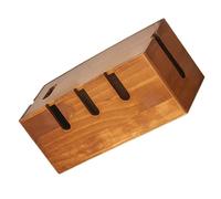 SHINEOFI Wooden Cord Organizer Box with Lid, Retro Solid Wood Cable Management Box for Desk Power Strip Storage and Wifi Router Stand, Multi-color Cord Hider for Home and Office