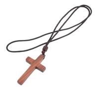 SHINEOFI Wooden Cross Necklace for Women Hand Carved Christian Jewelry Pendant Lightweight Retro Charm for Daily Wear and Religious Gatherings Hypoallergenic Design for Faithful Believers