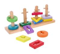 SHINEOFI Wooden Geometrical Shape Matching Blocks Set Beech Wood Puzzle for Early Development Educational Geometry Cognitive Enhancing Hand-eye Coordination and Logical Thinking Skills