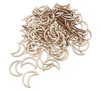 SHINEOFI Wooden Moon-Shaped Hollow Craft Slices 100 Pcs 1.5 Inch Unfinished Wood Discs for DIY Personalised Home and Office Decor