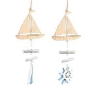 SHINEOFI Wooden Nautical Wall Decor 2Pcs with Sailing Fish and Rudder Pendants for Marine Style Boys and Room Decoration
