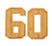 SHINEOFI Wooden Number 60 Food Tray Set, 2pcs Fillable Number Shape Serving Platters for Birthday Party and Anniversary, Fruit and Snack Charcuterie Board, Portable Wooden Storage Tray