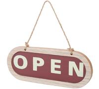 SHINEOFI Wooden Open Close Sign Rectangular Light Brown Rustic Hanging Decoration for Storefronts and Public Spaces