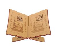 SHINEOFI Wooden Quran Book Stand Holder 33X23Cm Middle Eastern Carved Hollow Design Holy Book Display Rack for Quran Bible Cookbook Reading for Muslim Use