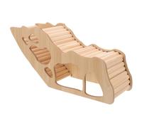 SHINEOFI Wooden Rat Hideout for Hamsters and Mice with Sleeping Area and Entertainment Options, Brown Cave-shaped Small Animal House Suitable for Hamster Habitat