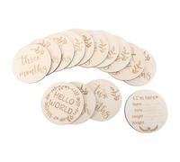 SHINEOFI Wooden Technology Cards Set 15 Growth Round Wood Beige with Props Photo Featuring Engraving Beautiful Grain and Shower and Memory Scrapbooks