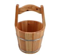 SHINEOFI Wooden Water Bucket Small Portable Rustic Wash Bucket with Handle for Foot Bath Spa Sauna and Outdoor Use