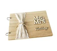 SHINEOFI Wooden Wedding Sign in Book Mr Mrs Guest Signature Book for Wedding Reception 10 Pages DIY Bridal Shower