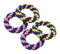 SHINEOFI Woven Doughnut Shape Cotton Rope Dog for Pets, Safe Chewing and Teething Designed to Grind Teeth and Promote Healthy Play Random Color
