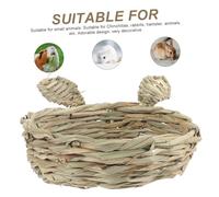 SHINEOFI Woven Small Animal Nest for Rabbits and Hamsters Handmade Edible Grass Sleeping Mat Comfortable Chew and Resting Bed Sturdy Natural Straw Cage Accessory for Guinea Pigs and