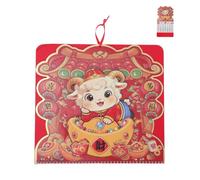 SHINEOFI Year the Goat Hanging Wall Calendar Scroll with Space-saving Design and Refined Layout, Traditional Paper and Metal Materials for Door and Entryways Decoration