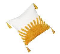 SHINEOFI Yellow Cotton Woven Throw Pillow Cover Tassels, Decorative Sofa Cushion Cover for Living Room, Home Textile Accent for Fall and Seasonal Decor