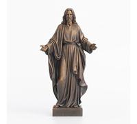 ShineOnAngel 12 Inch Jesus Statue with Open Arms, Bronze Finish Jesus Christ Figurine, Realistic Resin Religious Sculpture for Christian Home Décor