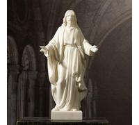 ShineOnAngel 12inch Jesus Statue White Marble Jesus Christ with Open Arms Religious Home Decor Resin Sculpture Christian Home Décor