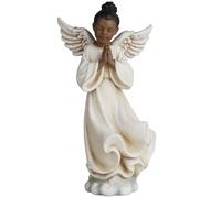 ShineOnAngel African American Figurines, 9 Inch Guardian Angel Figurines for Home Decoration, Hand Painted Praying Angel Statue for Godmother, Birthday, Wedding and Sister Gifts