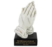 ShineOnAngel Praying Hands Statue Religious Sculpture for Prayer Table 8inch Marble Color Finish Home Decor Gift Called to Pray, Psalm 145:18
