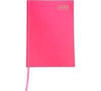 Shineone 2026 Diary A4 Bright Week to View HardCover Diary Planner Organizer Casebound Ribbon Marker (Pink)