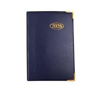 Shineone 2026 Leather-Effect Pocket Diary, Week to View, Executive Cover with Metal Corners, Assorted Colours (Blue)