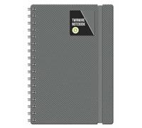 Shineone A4 Notebook Note Pad Twin wire Spiral Poly Pastel Banded Lined Journal Ruled (Grey)