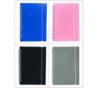 Shineone A5 Spiral Notebook, Twin Wire Bound, Lined Ruled Journal, Pastel Colour Poly Cover with Elastic Band (4 Pack (Notebook))