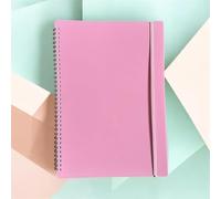 Shineone A5 Spiral Notebook, Twin Wire Bound, Lined Ruled Journal, Pastel Colour Poly Cover with Elastic Band (Pink)
