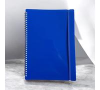Shineone A5 Spiral Notebook, Twin Wire Bound, Lined Ruled Journal, Pastel Colour Poly Cover with Elastic Band (Blue)