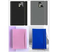 Shineone A6 Spiral Notebook, Twin Wire Bound, Lined Ruled Journal, Pastel Colour Poly Cover with Elastic Band (4 Pack (Notebook)) (4 Pack)